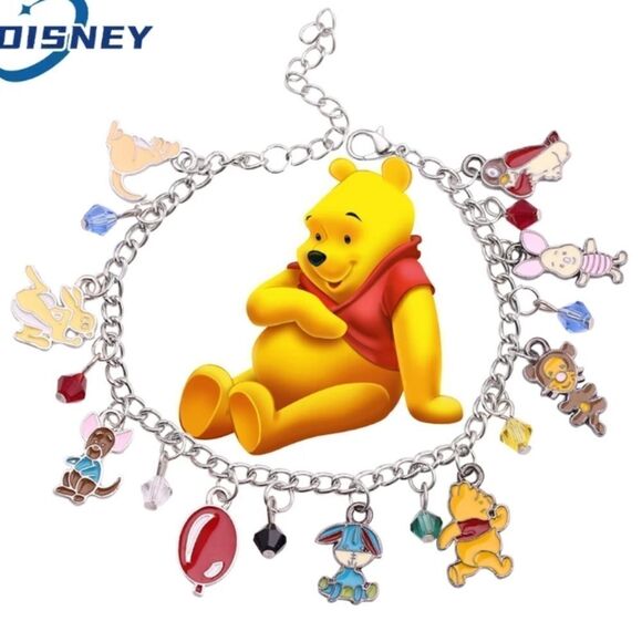 Disney Winnie the Pooh Charm Bracelet - Silver and Multicolor Charms - Picture 1 of 6